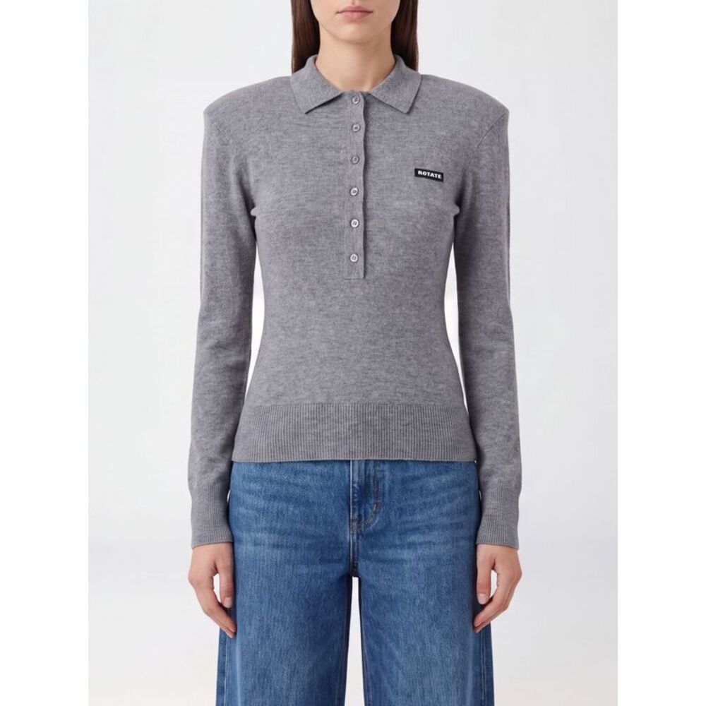 Rotate Knitted Polo In Merino Wool And Cashmere With Padded Shoulders
